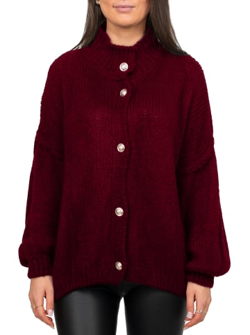 Reichstadt Damen Relaxed Fit Strickjacke Oversized-Look in Bordeaux