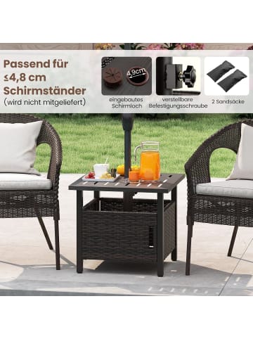 COSTWAY Beistelltisch Outdoor wetterfest 55,5 x 55,5 x 47,5 cm in Braun