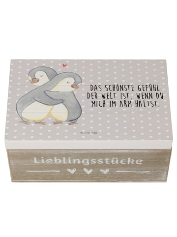 Mr. & Mrs. Panda Kiste Pinguine Kuscheln mit Spruch in Grau Pastell