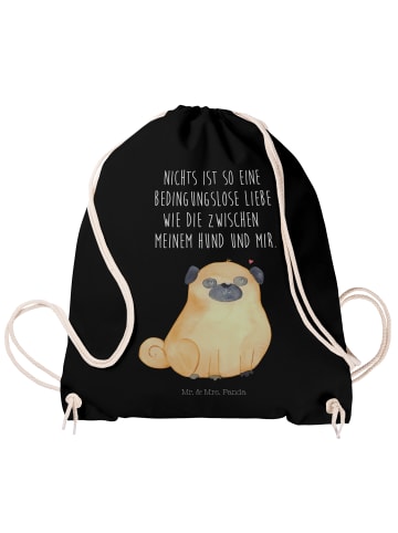 Mr. & Mrs. Panda Sportbeutel Mops mit Spruch in Schwarz