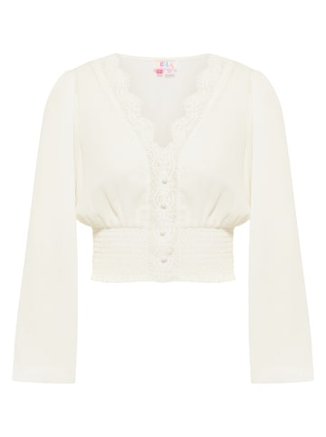 IZIA Damen Cropped Bluse Langarm in Wollweiss
