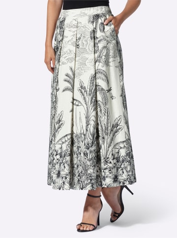 Heine Webrock in ecru-schwarz-bedruckt