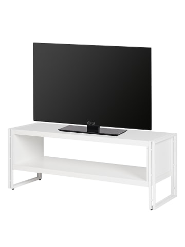 home24 home24 TV-Rack aus beschichteter Spanplatte & Metallgestell in Weiß in Weiß