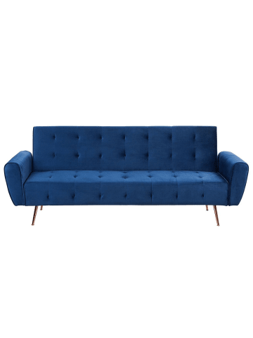 Beliani 3-Sitzer Sofa SELNES in Blau/Kupfer - (W) 212 x (H) 85 x (L) 84 cm