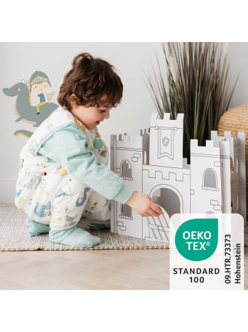 Schlummersack Schlafsack mit Füßen und umklappbaren Bündchen, 2.5 TOG in Weiß-Blau