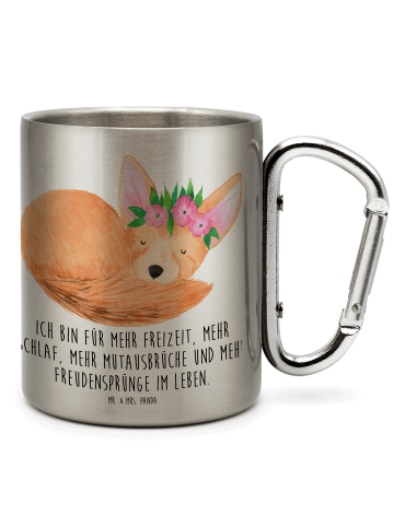 Mr. & Mrs. Panda Tasse Wüstenfuchs Blumen mit Spruch in Silber