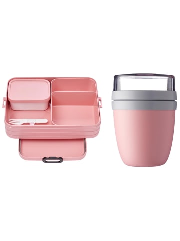 Mepal 2er Set Lunchpot + Bento Lunchbox Large Ellipse + TAB in Nordic Pink