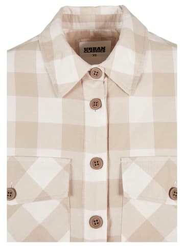 Urban Classics Urban Classics Damen Ladies Flanell Padded Overshirt in whitesand/lighttaupe