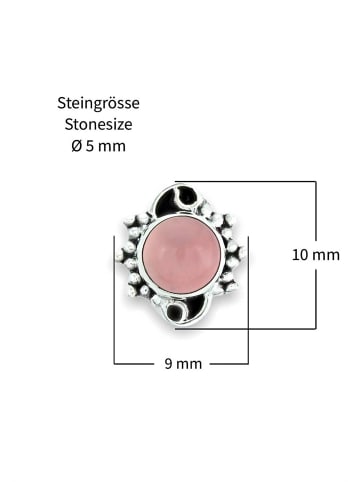 mantraroma 925er Silber - Ohrstecker (L) 10 x (B) 9 mm mit Rosenquarz