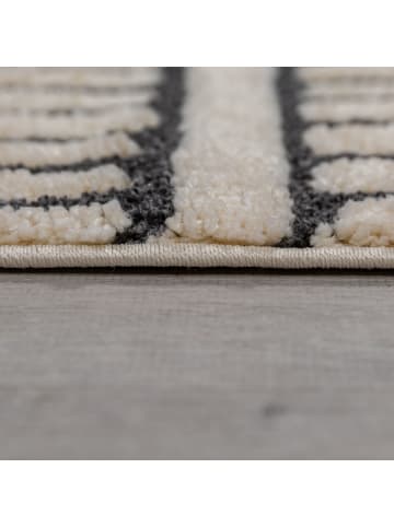 KADIMA DESIGN Teppich Hochflor Skandinavisch minimalistisch gestreift in Creme-Schwarz