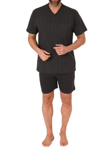 NORMANN Schlafanzug Kurzarm Shorty PyjamaStreifen - 78329 in dunkelgrau