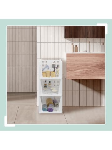 relaxdays 3 x Schrank Organizer in Weiß - (B)33,5 x (H)24,5 x (T)43,5 cm
