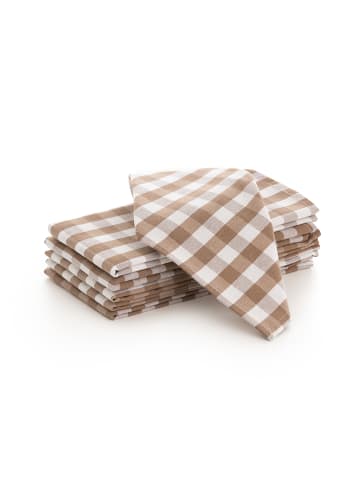 GAMUSI 6er-Set Servietten "Vichy" in Taupe