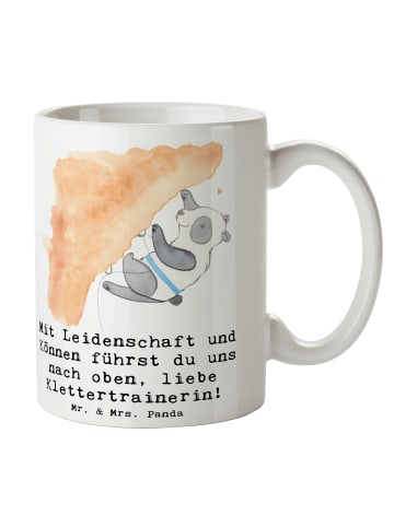 Mr. & Mrs. Panda Tasse Klettern Trainerin mit Spruch in Weiß