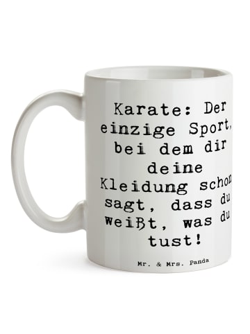 Mr. & Mrs. Panda Becher Spruch Karate Kleidung mit Spruch in Weiß