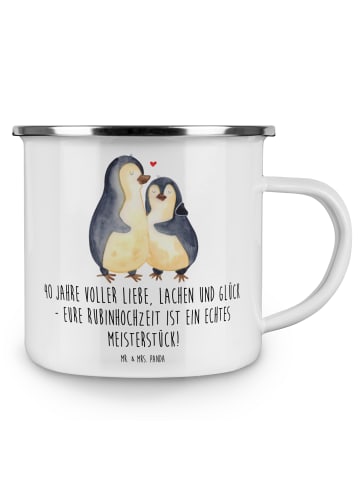 Mr. & Mrs. Panda Camping Tasse 40. Hochzeitstag Rubinhochzeit mi... in Weiß