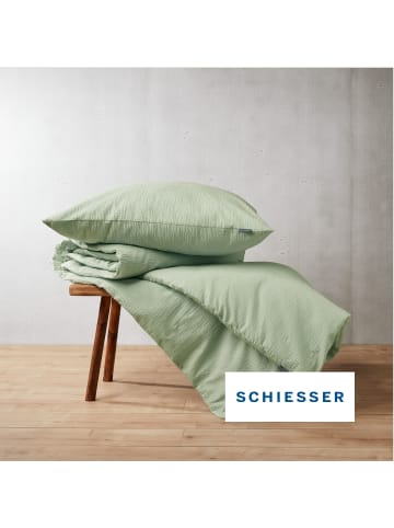 Schiesser Seersucker-Bettwäsche-Set Laura in Hellgrün