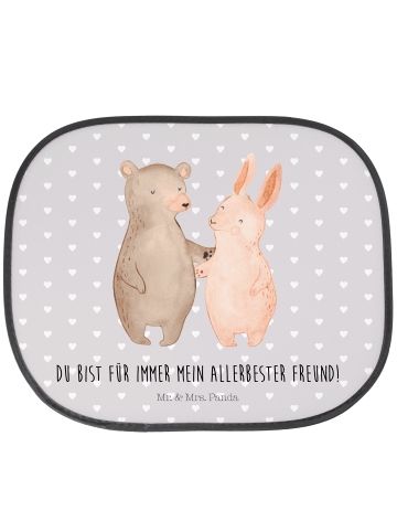Mr. & Mrs. Panda sonnenschutz Bär und Hase Umarmen mit Spruch in Grau Pastell