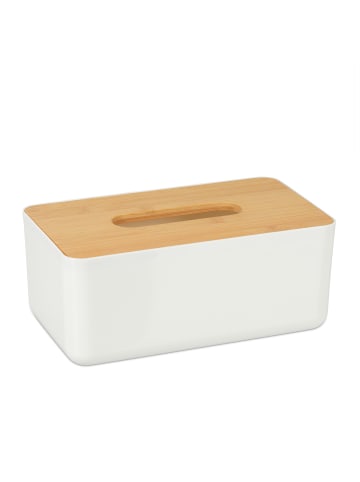 Tücherbox in Weiß/Natur - (B)23 x (H)10 x (T)13 cm