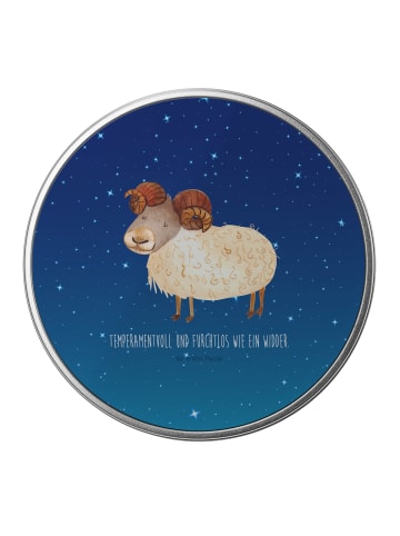 Mr. & Mrs. Panda Keksdose Sternzeichen Widder mit Spruch in Sternenhimmel Blau
