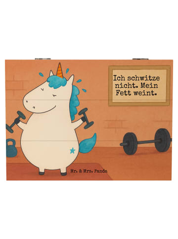 Mr. & Mrs. Panda Aufbewahrungsbox Einhorn Fitness Design mit Spruch in Weiß