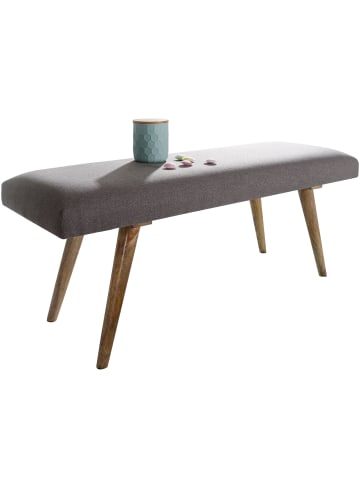 KADIMA DESIGN Sitzbank Stoff / Massivholz Bank 117x51x38 cm im Retro Stil, 2er in Grau