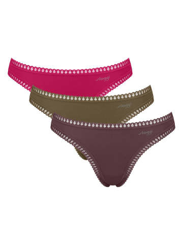 Sloggi String 3er Pack in Pink/Grün