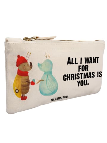 Mr. & Mrs. Panda Kulturbeutel Nachtfalter Schneemann mit Spruch in Weiß