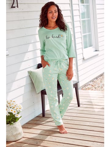 VIVANCE DREAMS Pyjama in jade-gemustert