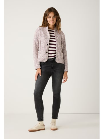 More & More Kurzblazer Stretch, schmale Form in striped jersey boucle berry rose