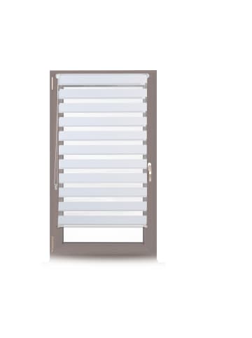relaxdays Doppelrollo Klemmfix in Weiß - (B)66 x (H)156 cm