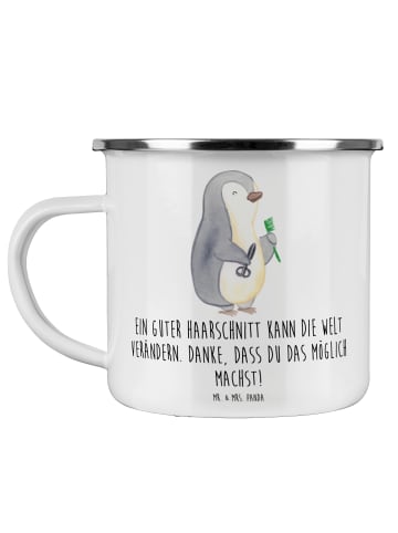 Mr. & Mrs. Panda Kaffeebecher Friseur Wunder mit Spruch in Weiß