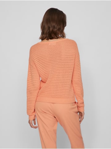 Vila Legerer Strickpullover Transparent Feinstrick Sweater in Neon Orange