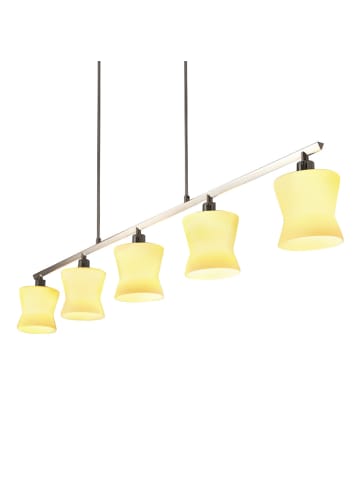 home24 Pendelleuchte Carina II in Weiß / Edelstahl