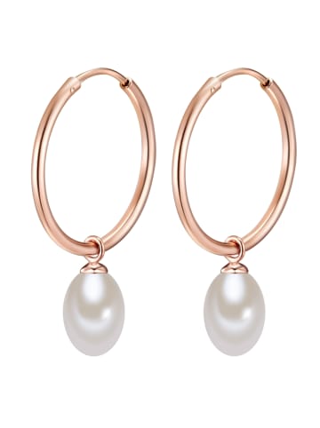 Valero Pearls Creolen Sterling Silber Süßwasser-Zuchtperle in roségold