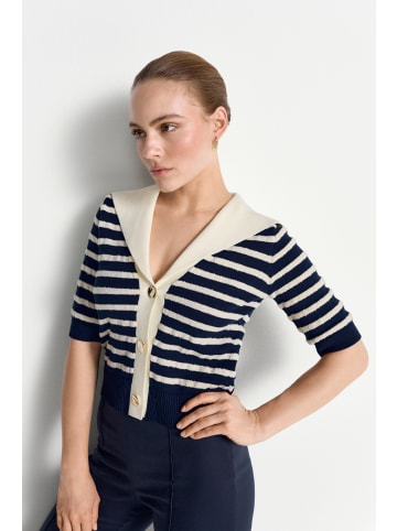 Rich & Royal Strickjacke in marine ecru - 0001