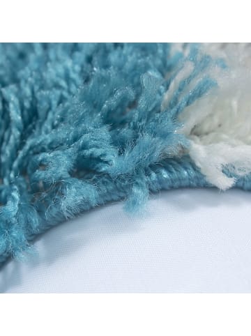KADIMA DESIGN Teppich Hochflor Shaggy Waschbar Karo RHEIN Strapazierfähig in Türkis