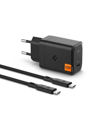 Spigen USB-C Netzladegerät PD 3.0 PPS 65W + USB-C Kabel - Schnellladegerät in Schwarz