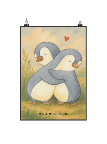 Mr. & Mrs. Panda Bild Pinguine Kuscheln Design ohne Spruch in Weiß