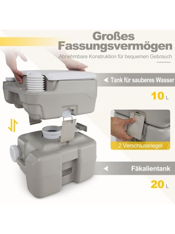 COSTWAY Campingtoilette tragbar in Grau