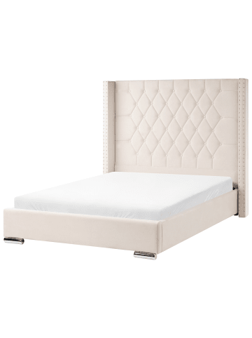 Beliani Doppelbett LUBBON in Weiß/Silber - (W) 152 x (H) 142 x (L) 215 cm