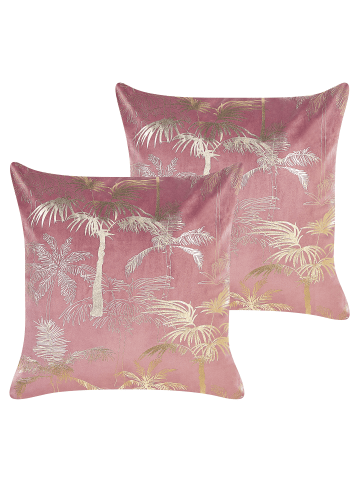 Beliani 2er-Set Dekokissen CARANDAY in Rosa/Gold