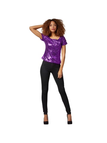 tectake Damen-Shirt mit kurzen Ärmeln und Rundhalsausschnitt, lila