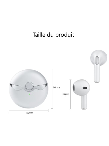 Platyne Bluetooth-Ohrhörer mit Geräuschunterdrückung in Weiß