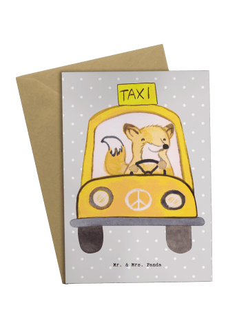 Mr. & Mrs. Panda Klappkarte Taxifahrer Herz ohne Spruch in Grau Pastell