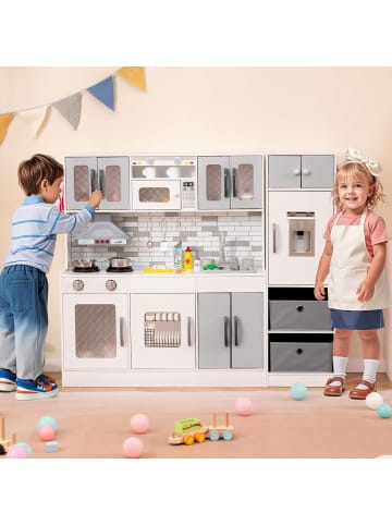 COSTWAY Kinderküche inkl. 22 Zubehörteilen in Grau