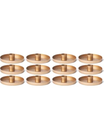 Novaliv 12x Stabkerzenhalter 6cm Candle Holder Kerzenpick Gold matt Kerzenhalt in Gold