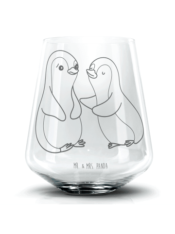 Mr. & Mrs. Panda Blümchentail Glas Pinguine trösten ohne Spruch in Transparent