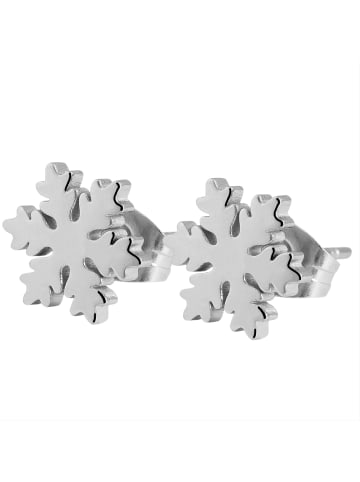 Adeliás Damen Ohrstecker Schneeflocke aus Edelstahl in silber