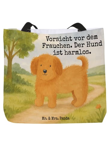 Mr. & Mrs. Panda Shopper Hund Flauschig Design mit Spruch in Weiß